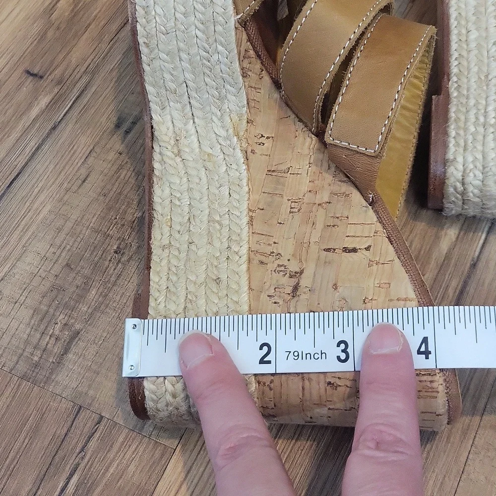 BETTYE MULLER made in Spain Camel Leather Upper Slip-On 4" Platform Sandals - Picture 12 of 13